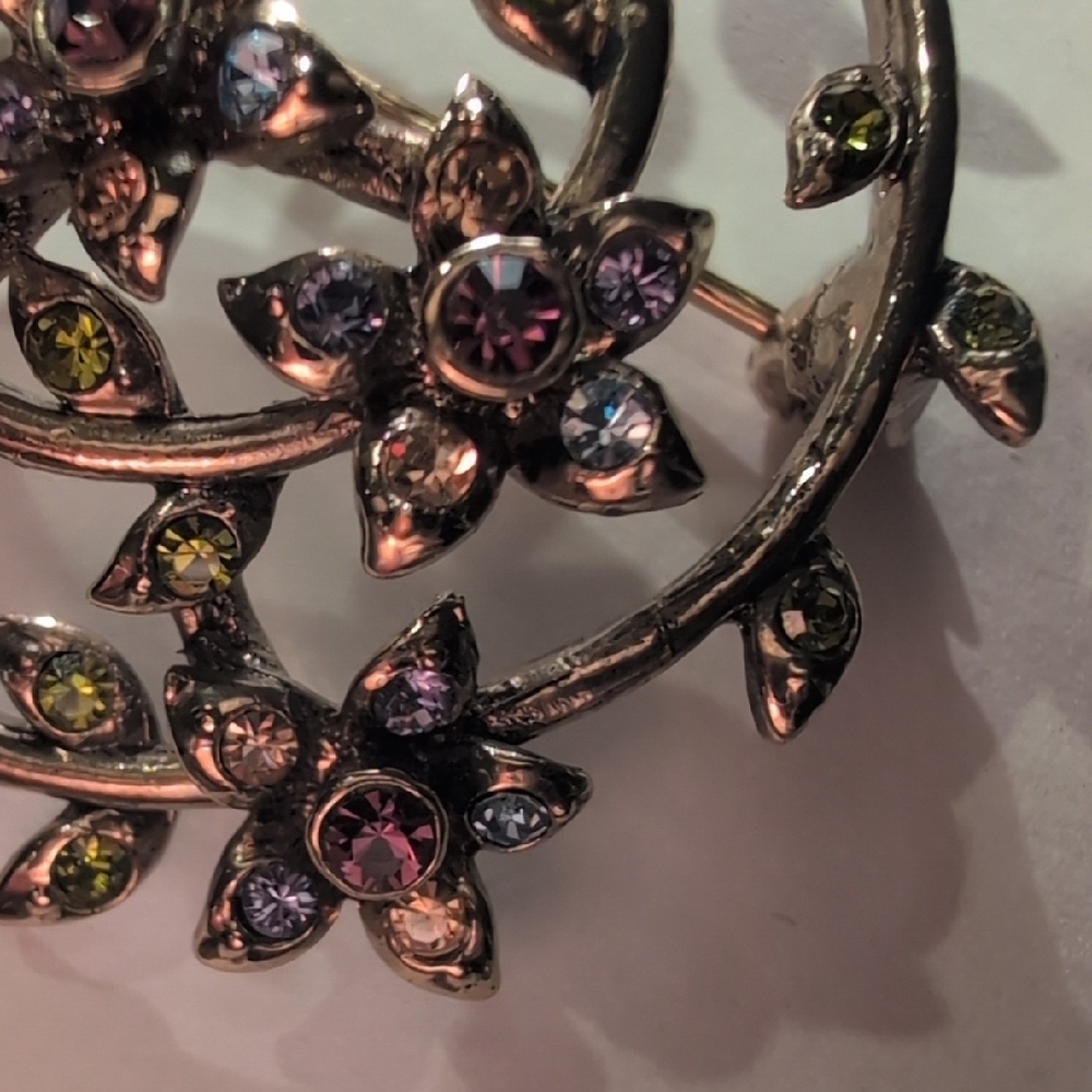 Monet Floral Brooch with Multicolor Stones Accents - Picture 6 of 8